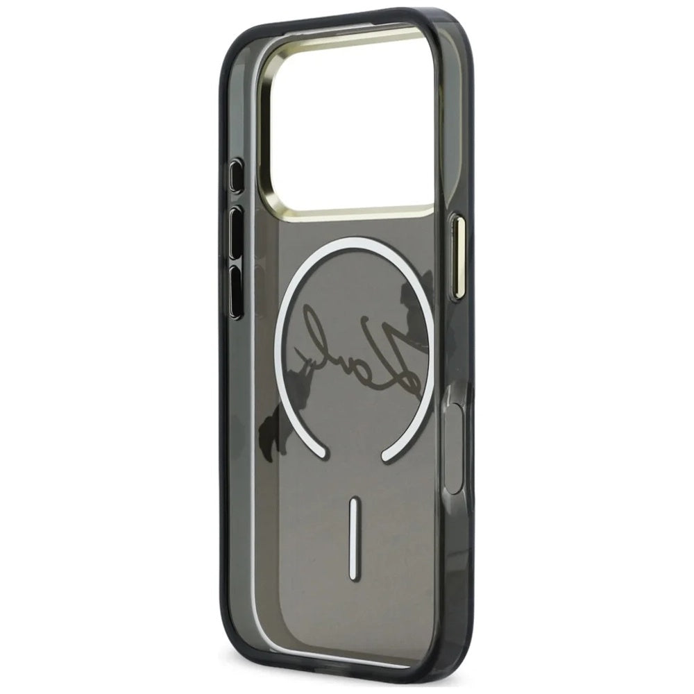 MagSafe futrola za Apple iPhone 18 Pro, Karl Lagerfeld, IML Choupette Karl Script Logo, Crna