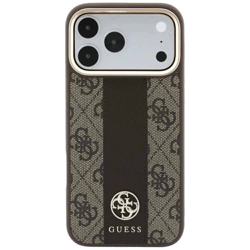 MagSafe futrola za Apple iPhone 18 Pro Max / 17 Pro Max, Guess, 4G Stripe Round Classic Logo, Braon