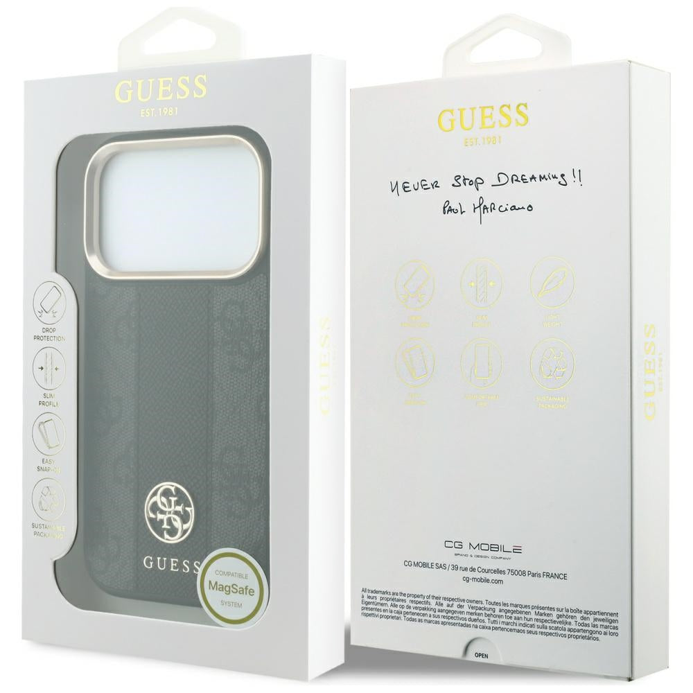 MagSafe futrola za Apple iPhone 18 Pro Max / 17 Pro Max, Guess, 4G Stripe Round Classic Logo, Crna