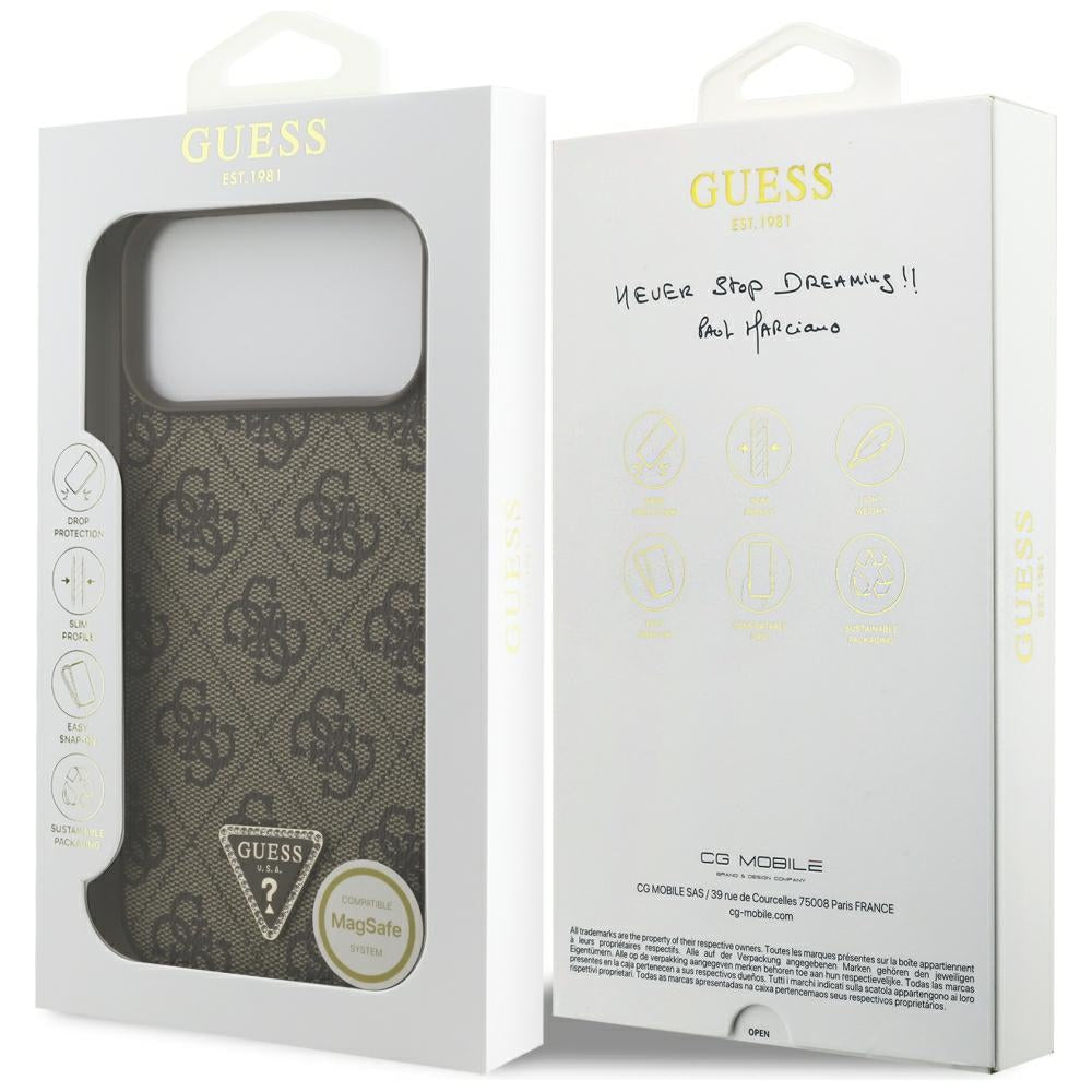 MagSafe futrola za Apple iPhone 18 Pro Max / 17 Pro Max, Guess, 4G Triangle Strass, Braon
