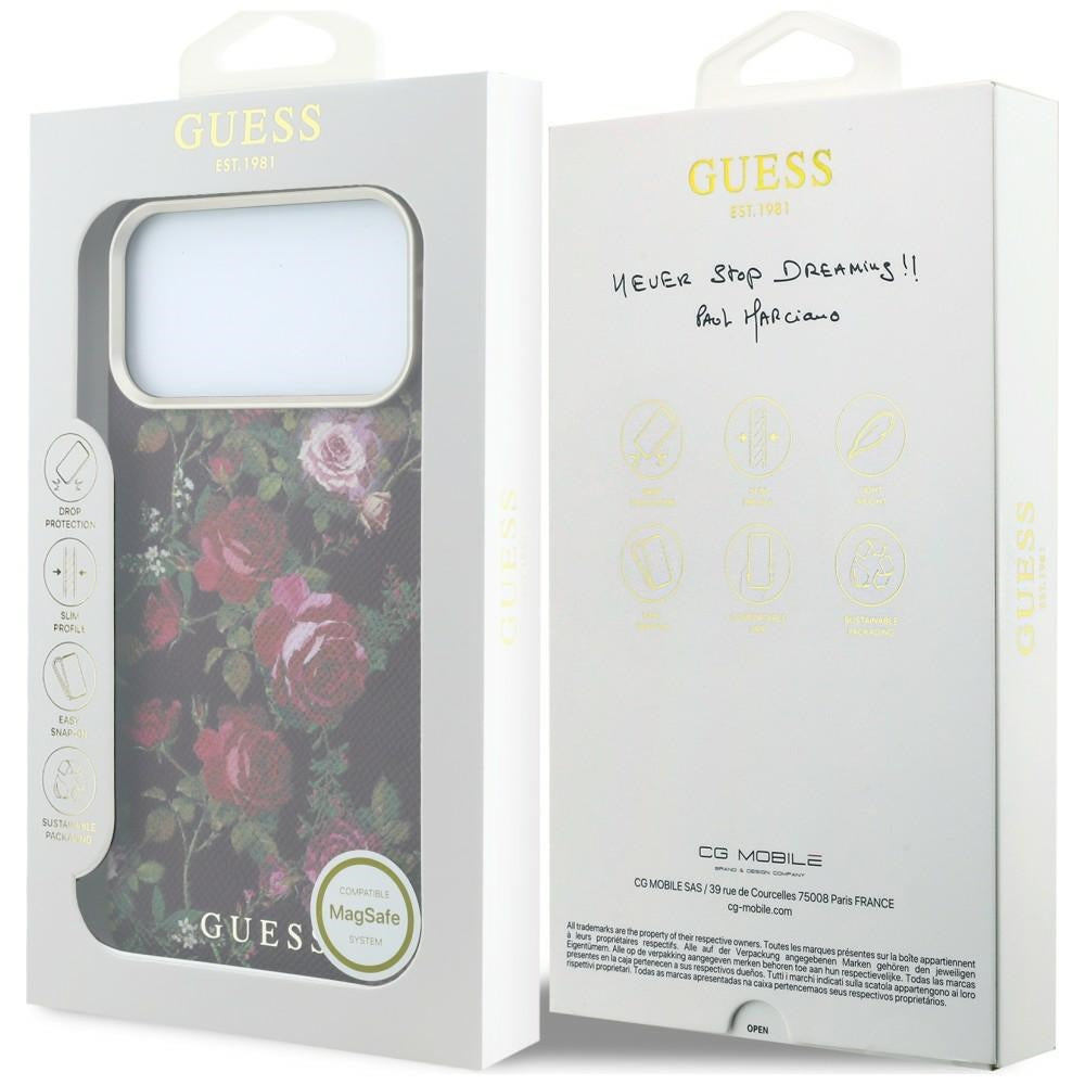 MagSafe maska za Apple iPhone 18 Pro Max / 17 Pro Max, Guess, Blossom Roses Print, bordo