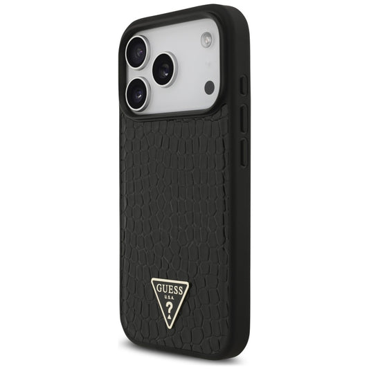 MagSafe maska za Apple iPhone 18 Pro Max / 17 Pro Max, Guess, Croco Triangle Logo, crna