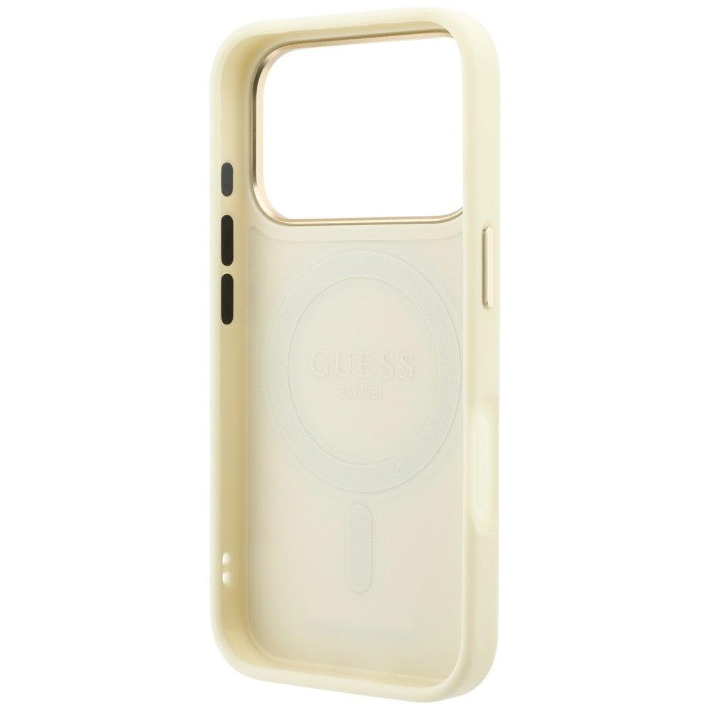 MagSafe futrola za Apple iPhone 18 Pro Max / 17 Pro Max, Guess, Grained Ring Stand 360 Classic, Bež