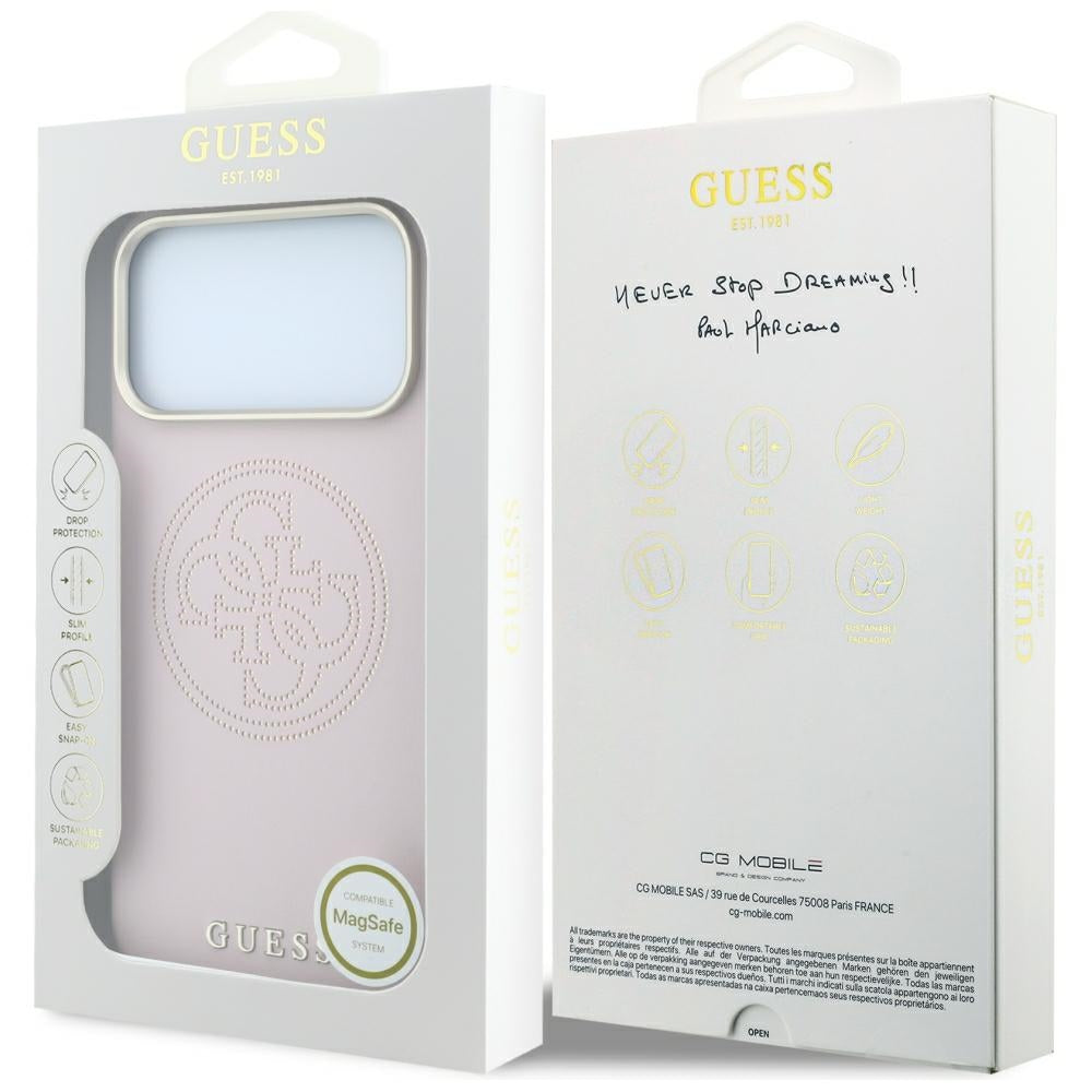 MagSafe futrola za Apple iPhone 18 Pro Max / 17 Pro Max, Guess, Perforated 4G, Roze