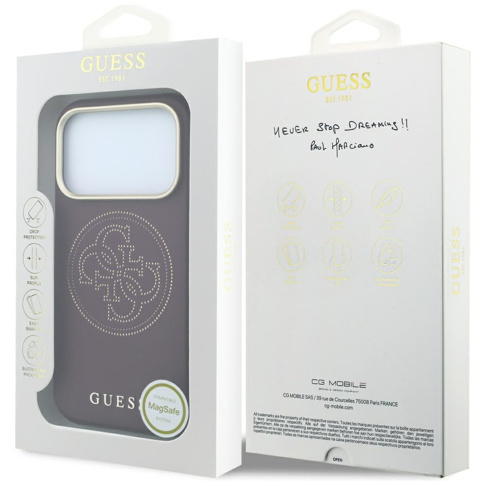 MagSafe futrola za Apple iPhone 18 Pro Max / 17 Pro Max, Guess, Perforated 4G, Bordo