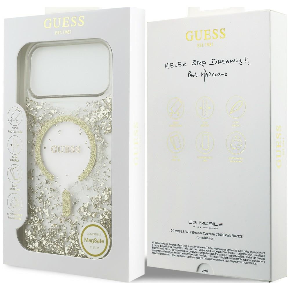 MagSafe futrola za Apple iPhone 18 Pro Max / 17 Pro Max, Guess, Resin Bottom Glitter, Zlatna