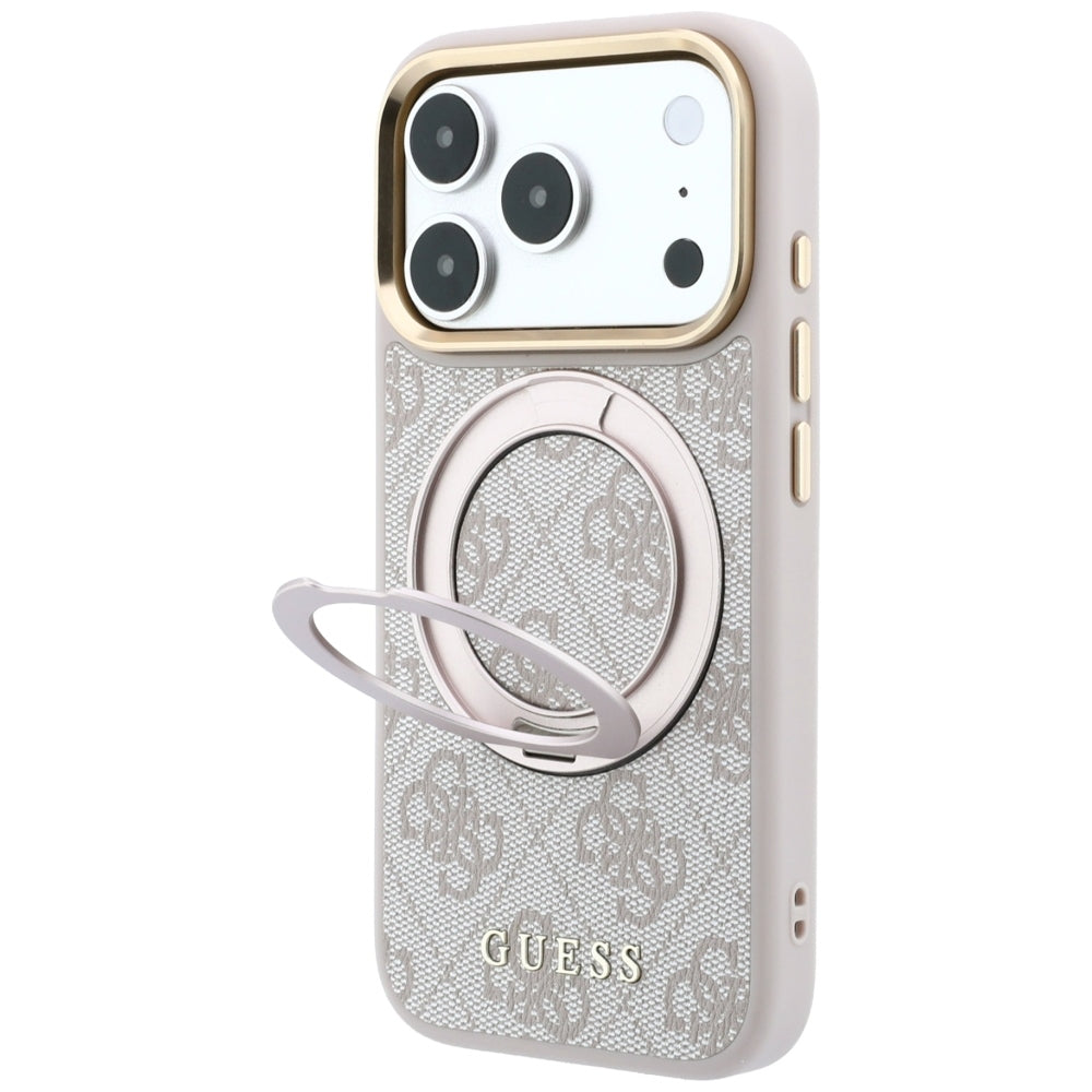 MagSafe futrola za Apple iPhone 18 Pro Max / 17 Pro Max, Guess, Ring Stand Classic Logo, Roze