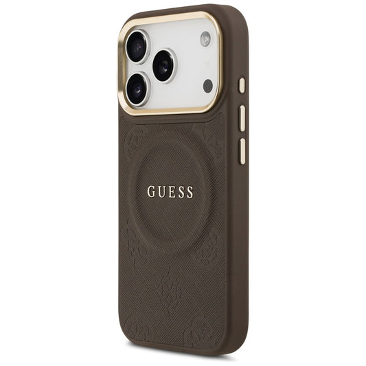 MagSafe futrola za Apple iPhone 18 Pro Max / 17 Pro Max, Guess, Saffiano Peony Ring, braon