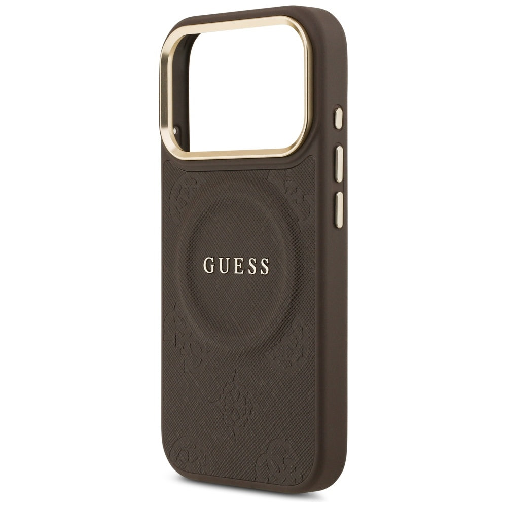 MagSafe futrola za Apple iPhone 18 Pro Max / 17 Pro Max, Guess, Saffiano Peony Ring, braon