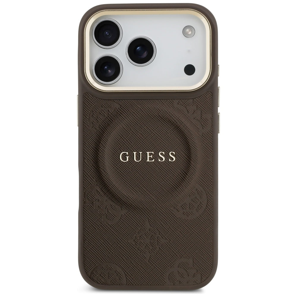 MagSafe futrola za Apple iPhone 18 Pro Max / 17 Pro Max, Guess, Saffiano Peony Ring, braon