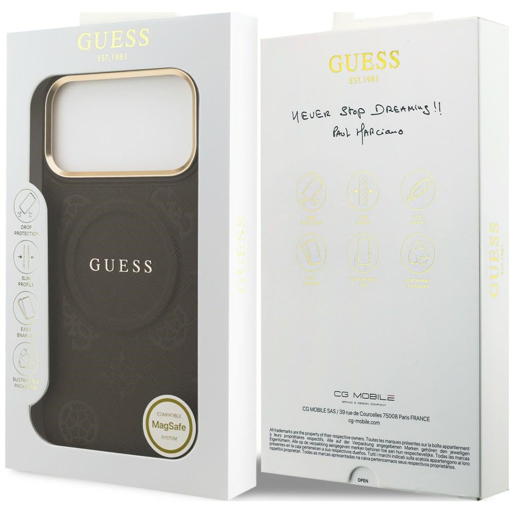 MagSafe futrola za Apple iPhone 18 Pro Max / 17 Pro Max, Guess, Saffiano Peony Ring, braon
