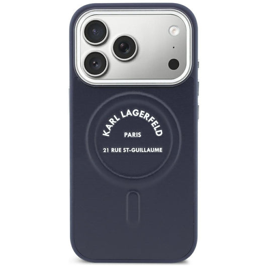 MagSafe maska za Apple iPhone 18 Pro Max / 17 Pro Max, Karl Lagerfeld, Embossed Open Ring RSG Logo, plava