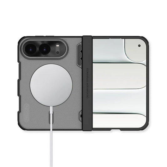 MagSafe maska za Apple iPhone Duo, Nillkin, Super Frosted Shield, crna providna sa satenskom završnicom