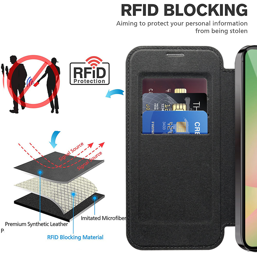 Futrola MagSafe za Samsung Galaxy A37 5G, Techsuit, SmartMag Book, Crna