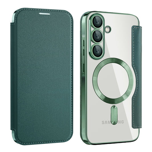 MagSafe futrola za Samsung Galaxy A56 A566, Techsuit, SmartMag Book, Zelena