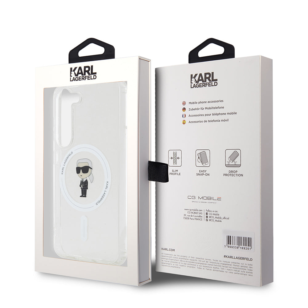 Futrola MagSafe za Samsung Galaxy S23 S911, Karl Lagerfeld, IML Ikonik Karl, Providna