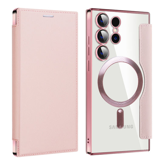 MagSafe futrola za Samsung Galaxy S23 Ultra S918, Techsuit, SmartMag Book, Roze
