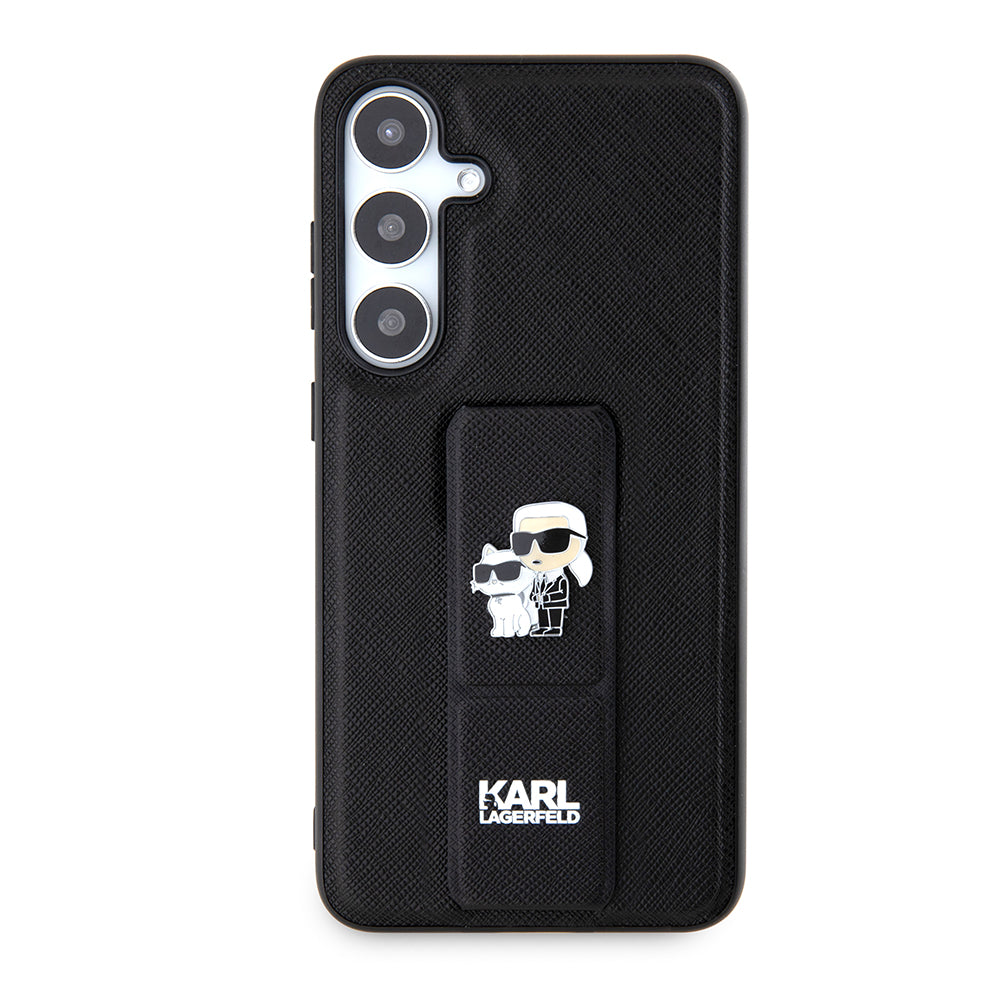 Futrola MagSafe za Samsung Galaxy S24+ S926, Karl Lagerfeld, Saffiano Gripstand Karl & Choupette, Crna