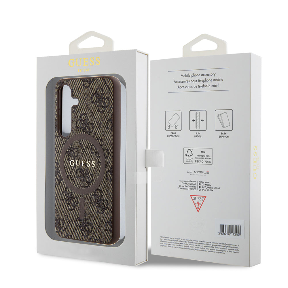 Futrola MagSafe za Samsung Galaxy S24 S921, Guess, 4G Collection, Braon