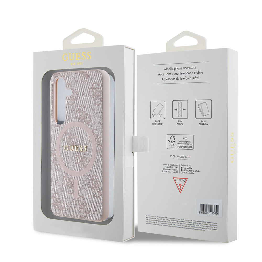 Futrola MagSafe za Samsung Galaxy S24 S921, Guess, 4G Collection, Roze