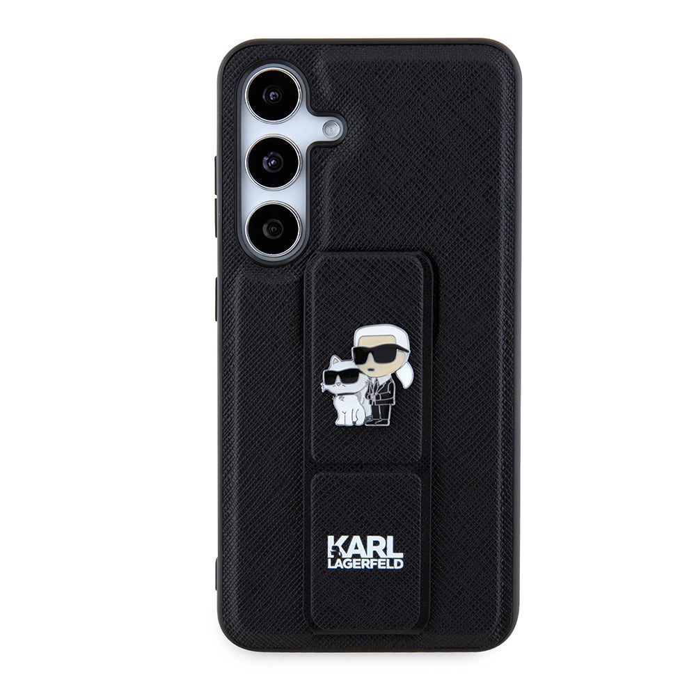 Futrola MagSafe za Samsung Galaxy S24 S921, Karl Lagerfeld, Saffiano Gripstand Karl & Choupette, Crna
