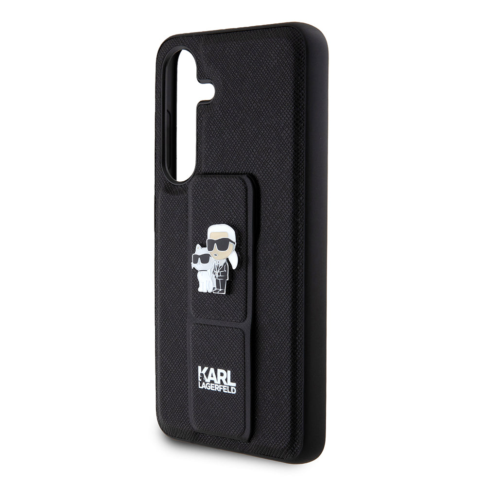 Futrola MagSafe za Samsung Galaxy S24 S921, Karl Lagerfeld, Saffiano Gripstand Karl & Choupette, Crna