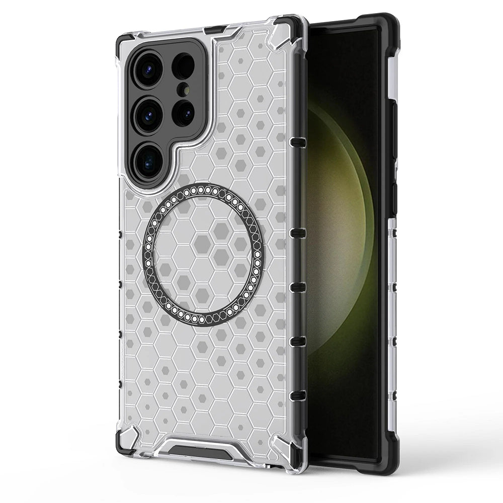 MagSafe futrola za Samsung Galaxy S24 Ultra S928, Techsuit, HoneyComb Shield, Bela