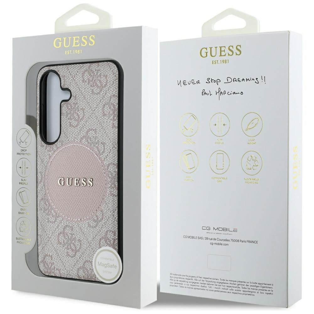 Futrola MagSafe za Samsung Galaxy S25+ S936, Guess, 4G Circle Classic Logo, Roze