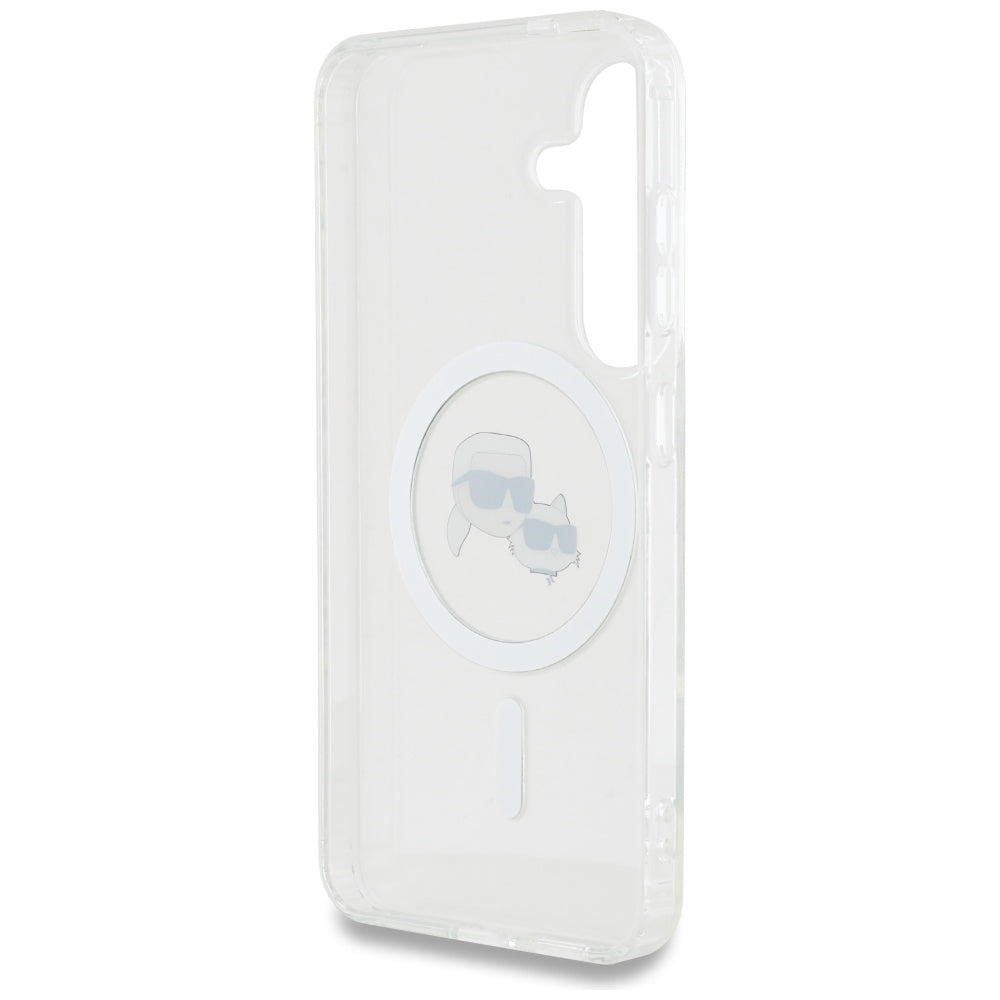 Futrola MagSafe za Samsung Galaxy S25+ S936, Karl Lagerfeld, IML Metal Karl & Choupette's Heads, Srebrna