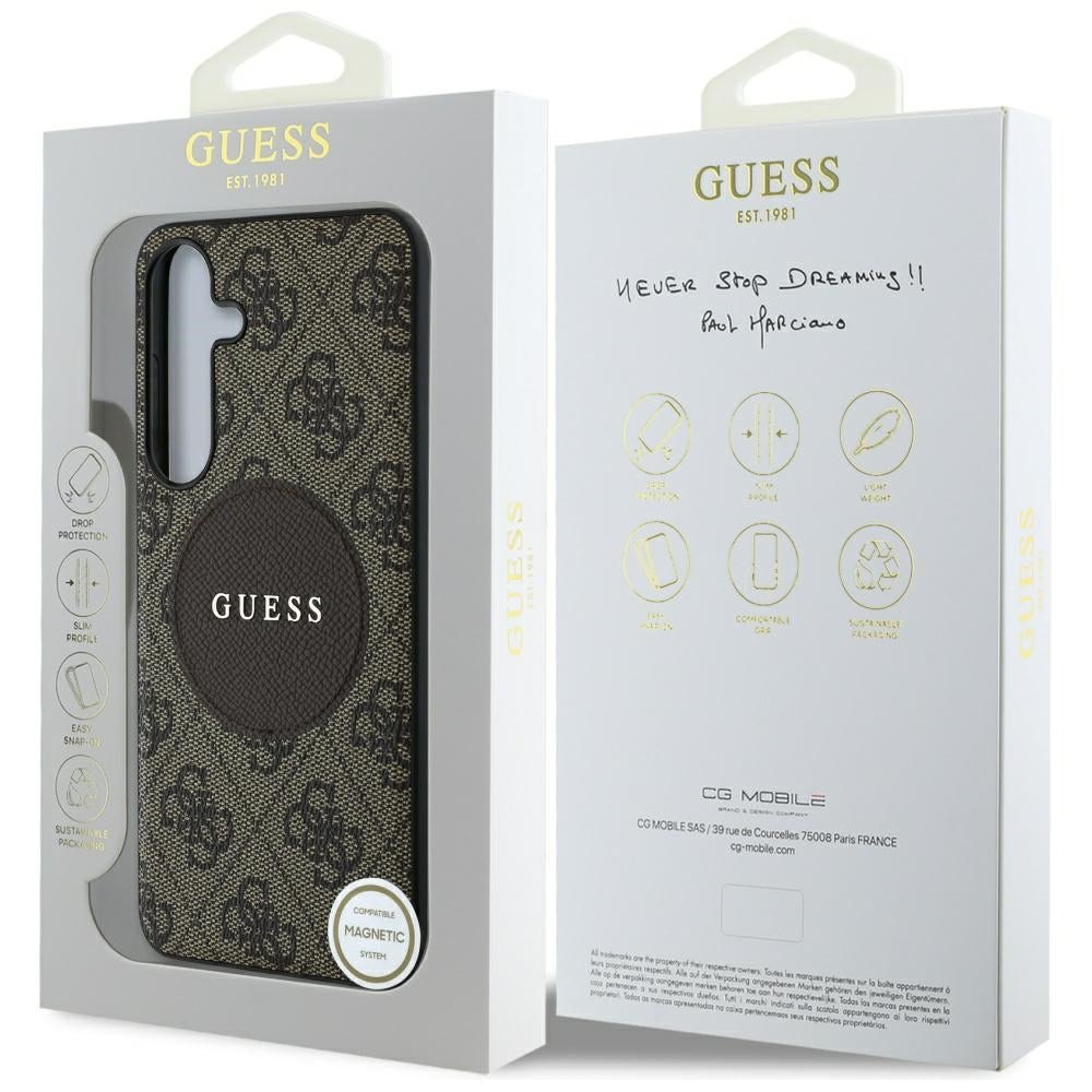 Futrola MagSafe za Samsung Galaxy S25 S931, Guess, 4G Circle Classic Logo, Braon
