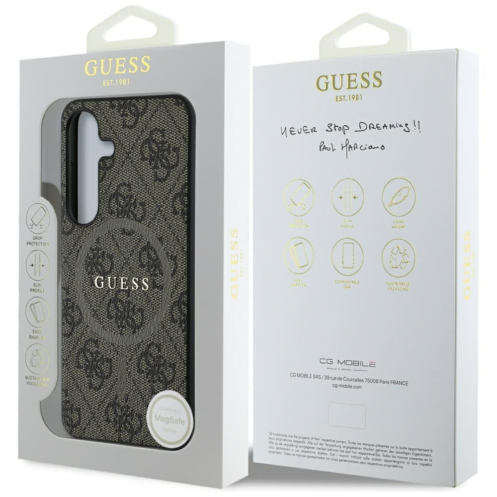 Futrola MagSafe za Samsung Galaxy S25 S931, Guess, 4G Ring Classic Logo, Braon