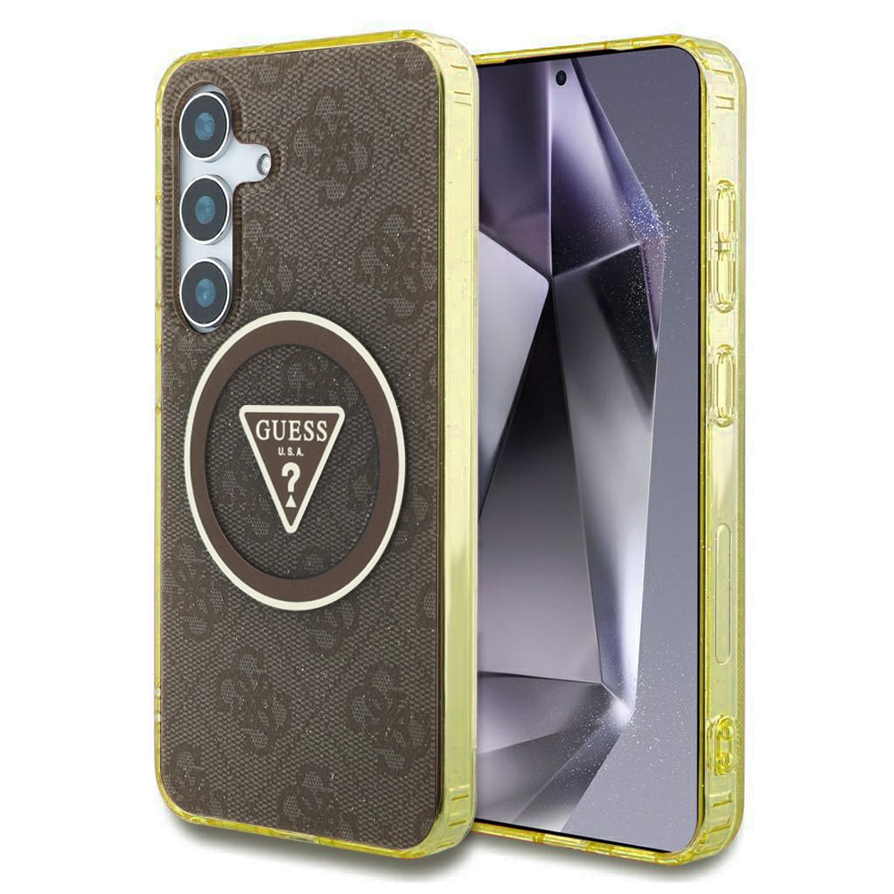 Futrola MagSafe za Samsung Galaxy S25 S931, Guess, IML Glitter 4G Circle Triangle, Braon