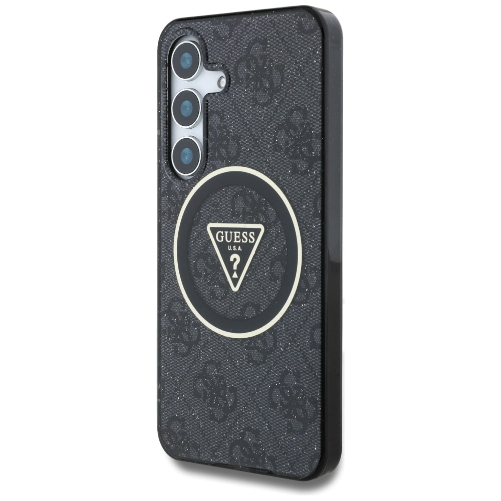 Futrola MagSafe za Samsung Galaxy S25 S931, Guess, IML Glitter 4G Circle Triangle, Crna