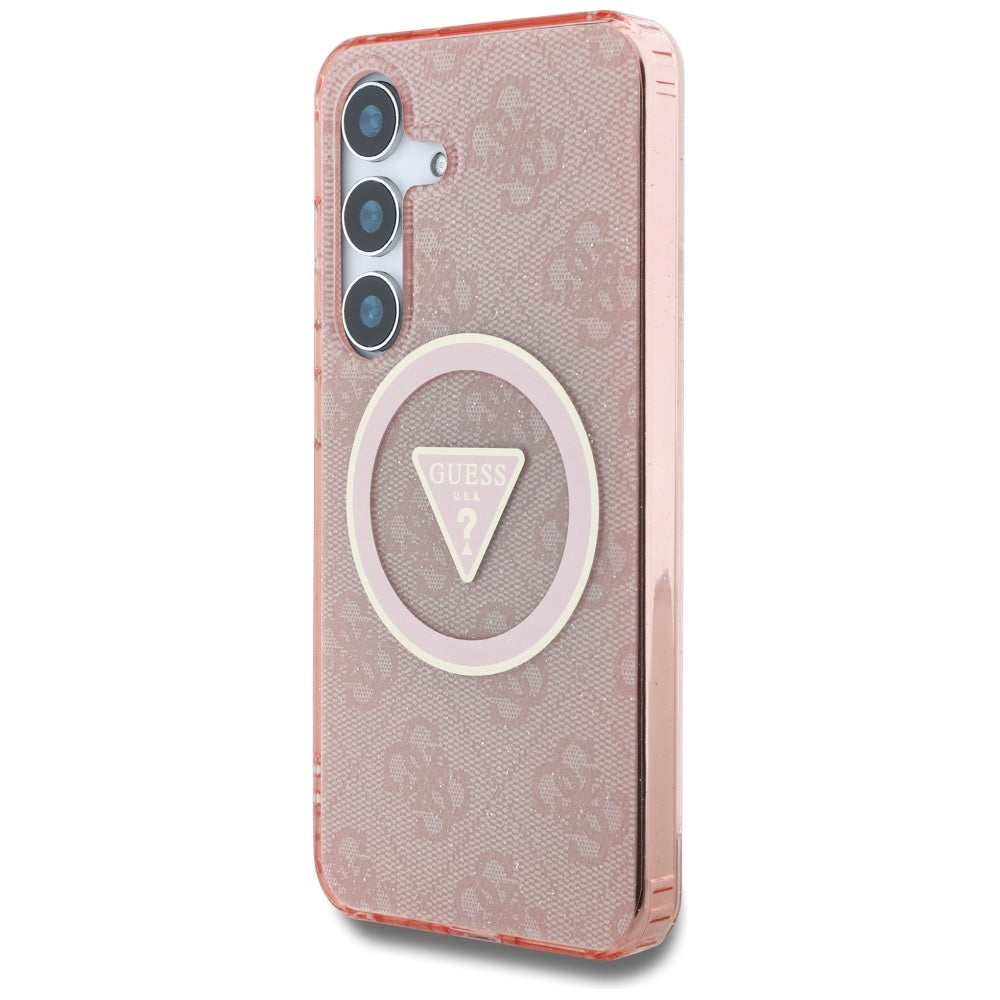 Futrola MagSafe za Samsung Galaxy S25 S931, Guess, IML Glitter 4G Circle Triangle, Roze