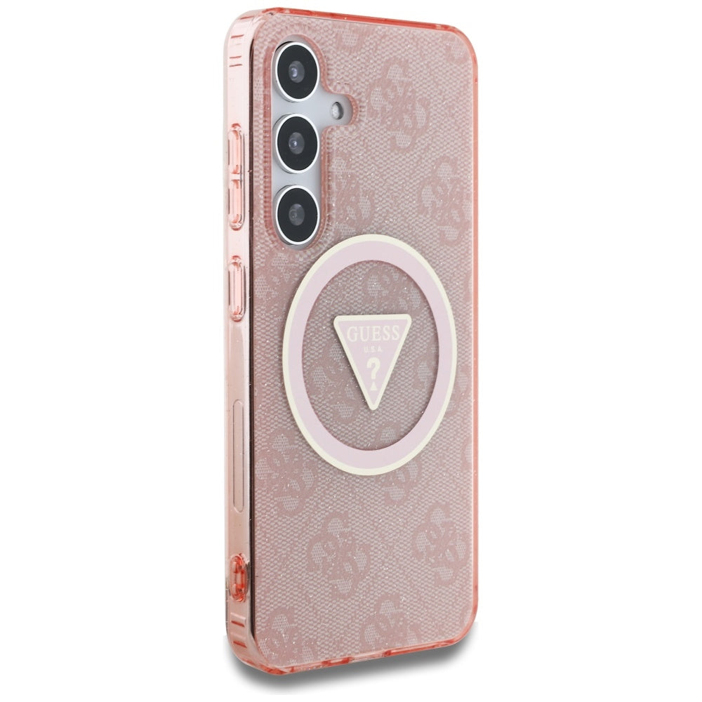 Futrola MagSafe za Samsung Galaxy S25 S931, Guess, IML Glitter 4G Circle Triangle, Roze