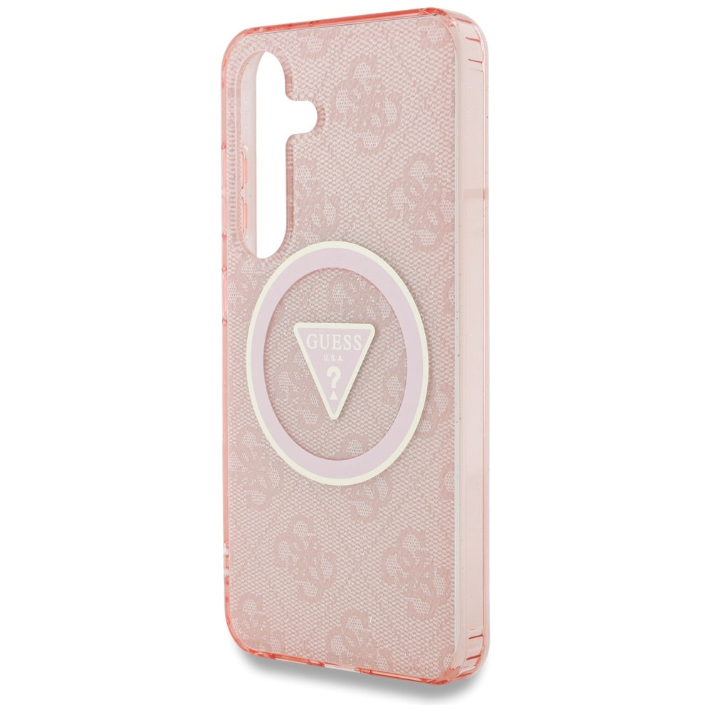 Futrola MagSafe za Samsung Galaxy S25 S931, Guess, IML Glitter 4G Circle Triangle, Roze