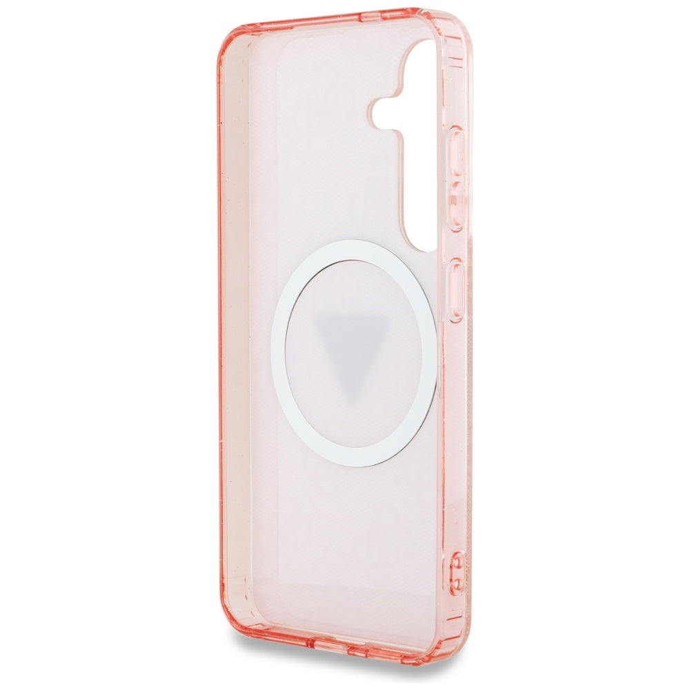 Futrola MagSafe za Samsung Galaxy S25 S931, Guess, IML Glitter 4G Circle Triangle, Roze