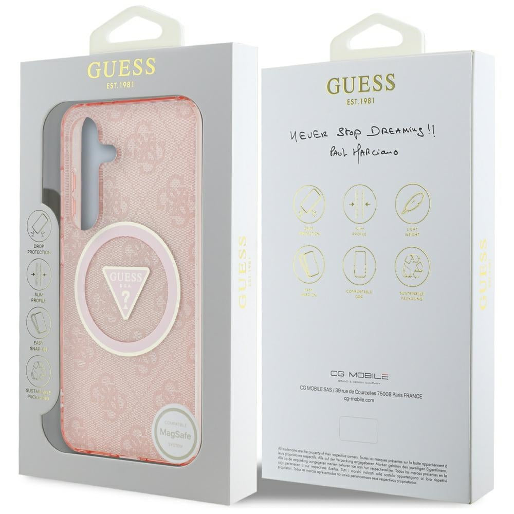 Futrola MagSafe za Samsung Galaxy S25 S931, Guess, IML Glitter 4G Circle Triangle, Roze