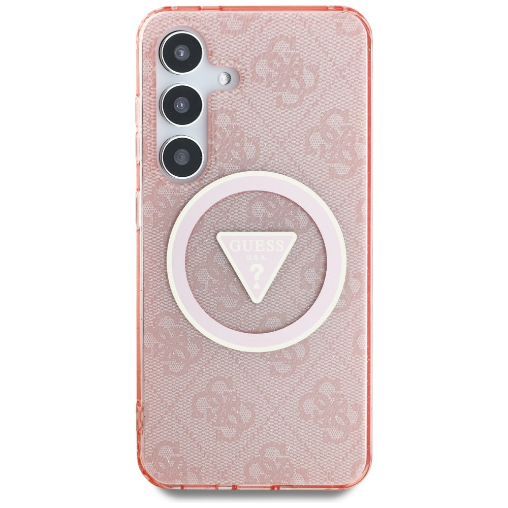 Futrola MagSafe za Samsung Galaxy S25 S931, Guess, IML Glitter 4G Circle Triangle, Roze