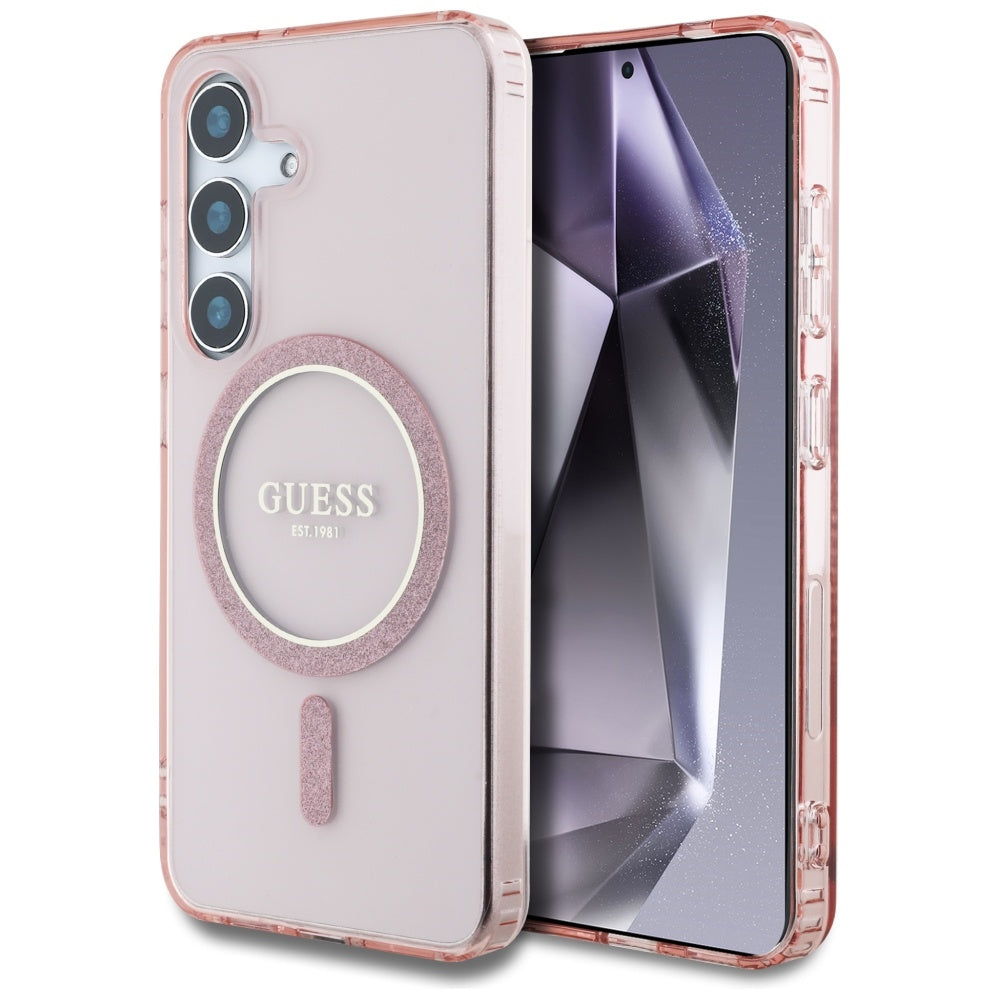 Futrola MagSafe za Samsung Galaxy S25 S931, Guess, IML Glitter Circle, Roze
