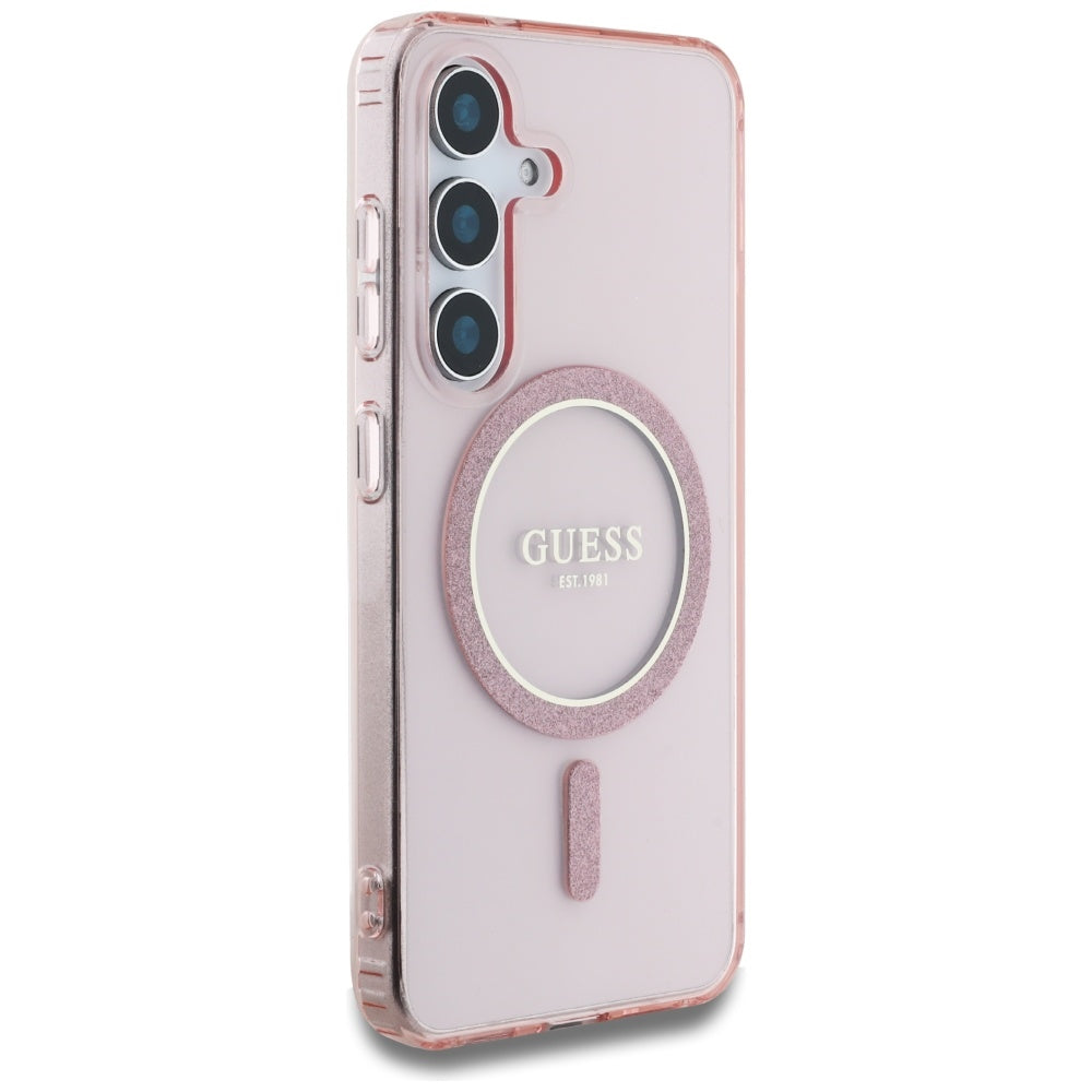 Futrola MagSafe za Samsung Galaxy S25 S931, Guess, IML Glitter Circle, Roze