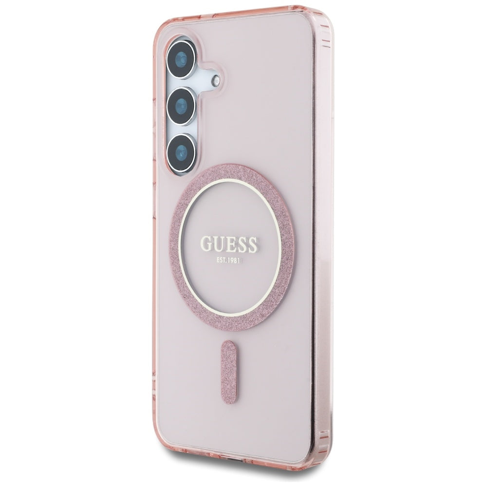 Futrola MagSafe za Samsung Galaxy S25 S931, Guess, IML Glitter Circle, Roze