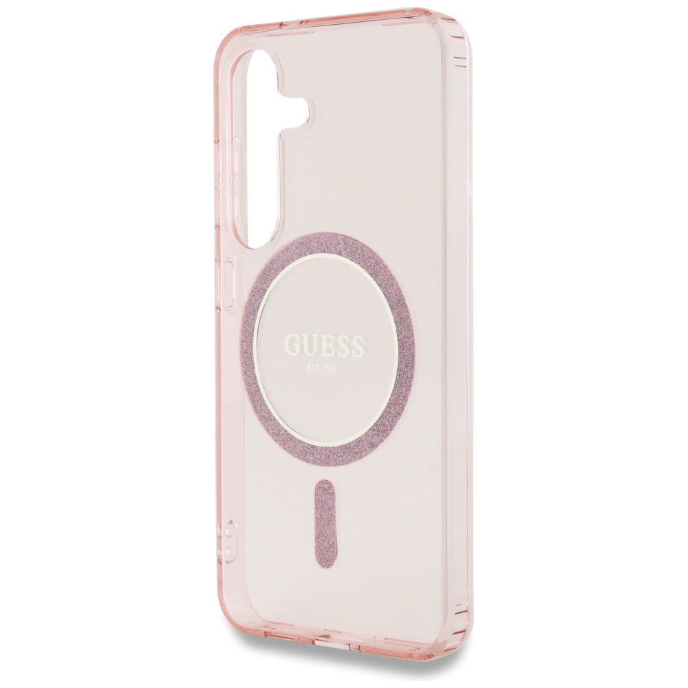 Futrola MagSafe za Samsung Galaxy S25 S931, Guess, IML Glitter Circle, Roze