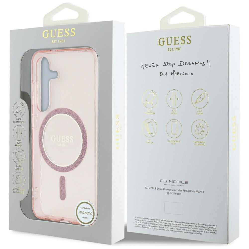 Futrola MagSafe za Samsung Galaxy S25 S931, Guess, IML Glitter Circle, Roze