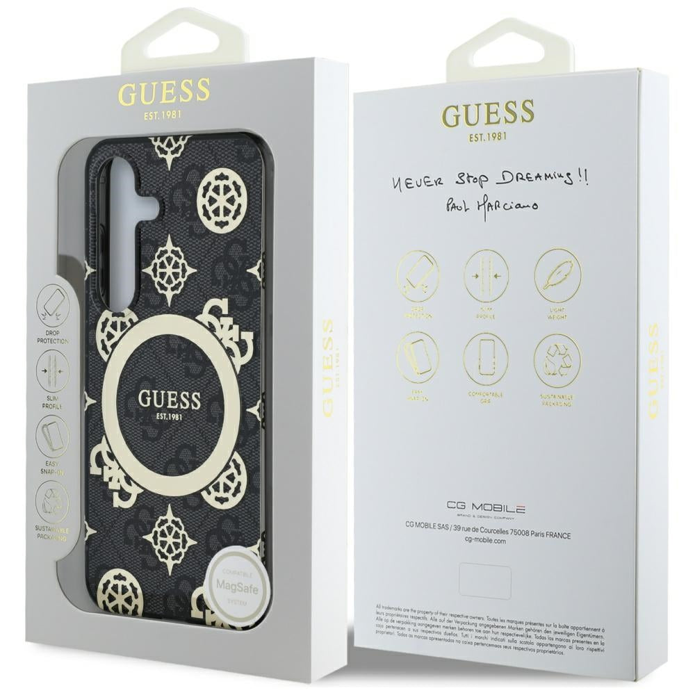 Futrola MagSafe za Samsung Galaxy S25 S931, Guess, IML Peony On 4G Background, Crna