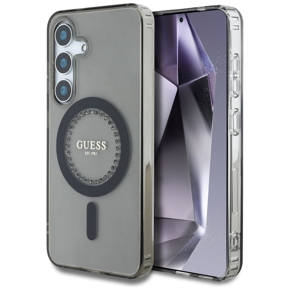 Futrola MagSafe za Samsung Galaxy S25 S931, Guess, IML Rhinestone, Crna