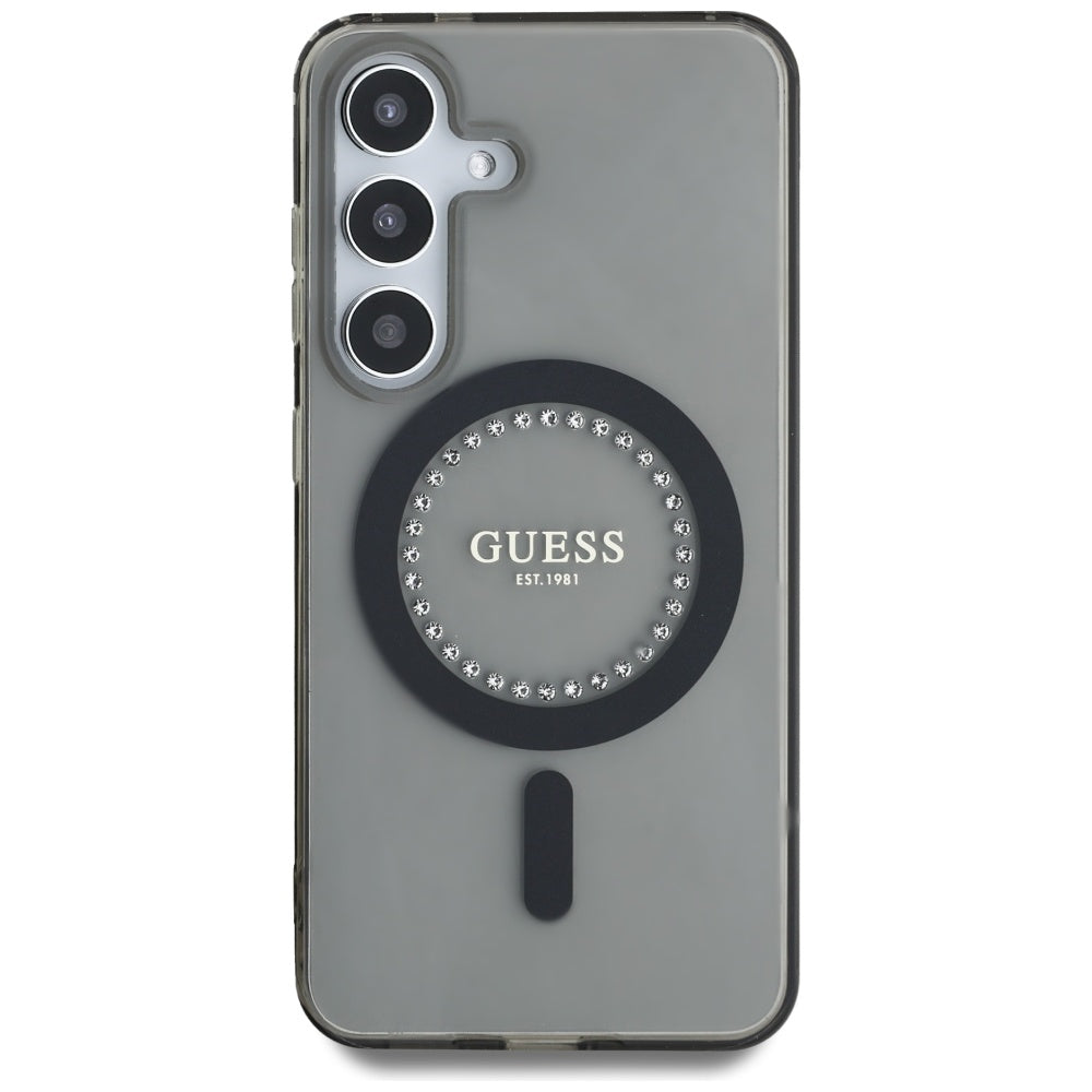 Futrola MagSafe za Samsung Galaxy S25 S931, Guess, IML Rhinestone, Crna