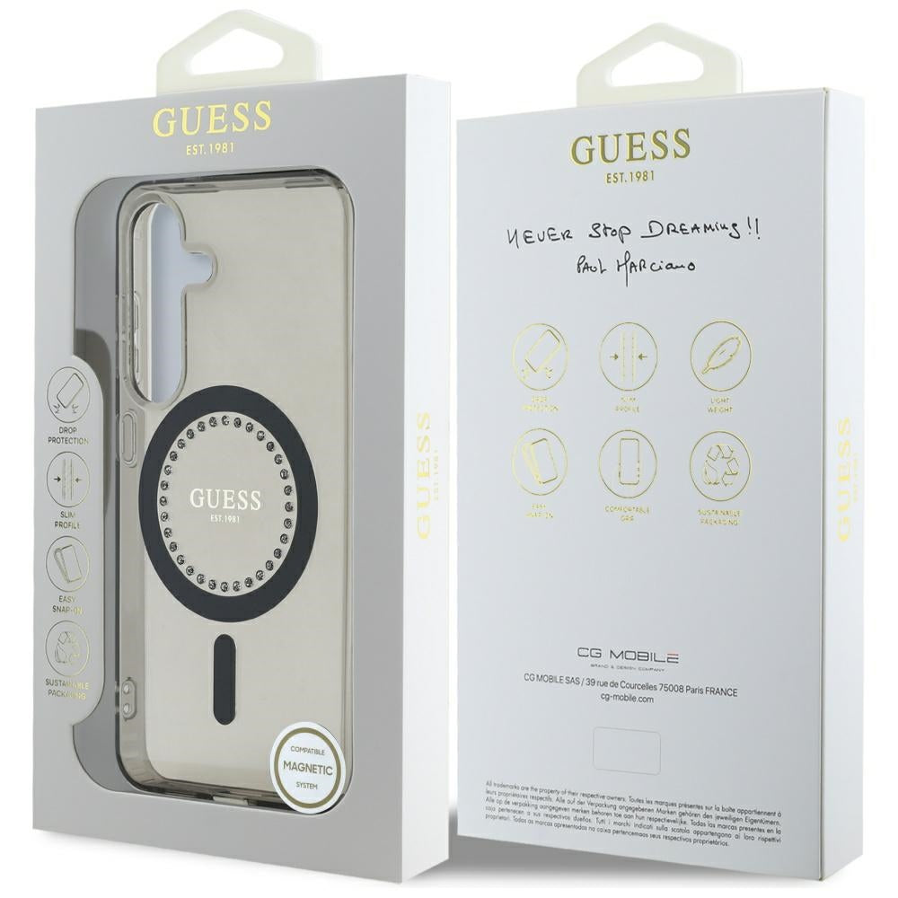 Futrola MagSafe za Samsung Galaxy S25 S931, Guess, IML Rhinestone, Crna