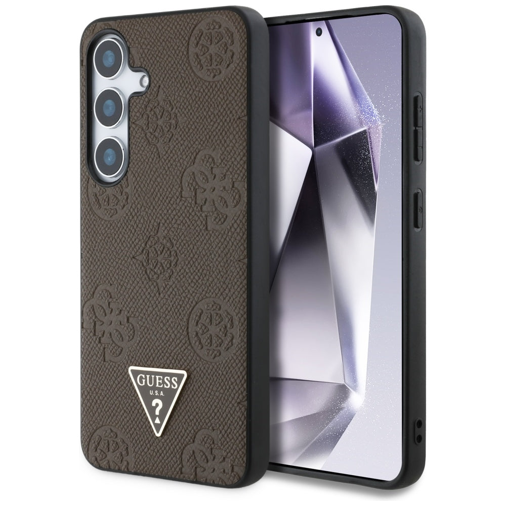Futrola MagSafe za Samsung Galaxy S25 S931, Guess, Peony Grained Hot Stamp Triangle, Braon