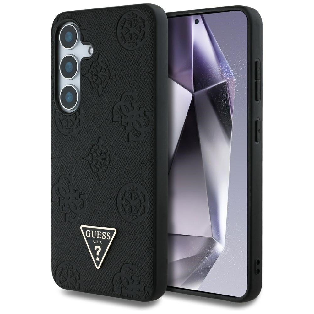 Husa MagSafe za Samsung Galaxy S25 S931, Guess, Peony Grained Hot Stamp Triangle, Crna